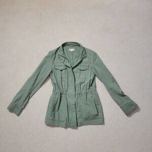 Merona Women's 100% Cotton Khaki Green Utility Jacket, Size Small